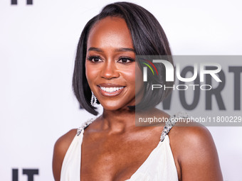 Aja Naomi King arrives at the 19th Annual L'Oreal Paris' Women Of Worth Celebration 2024 held at NeueHouse Hollywood on November 21, 2024 in...