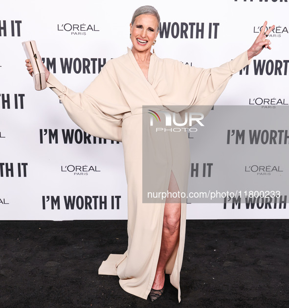 Andie MacDowell arrives at the 19th Annual L'Oreal Paris' Women Of Worth Celebration 2024 held at NeueHouse Hollywood on November 21, 2024 i...