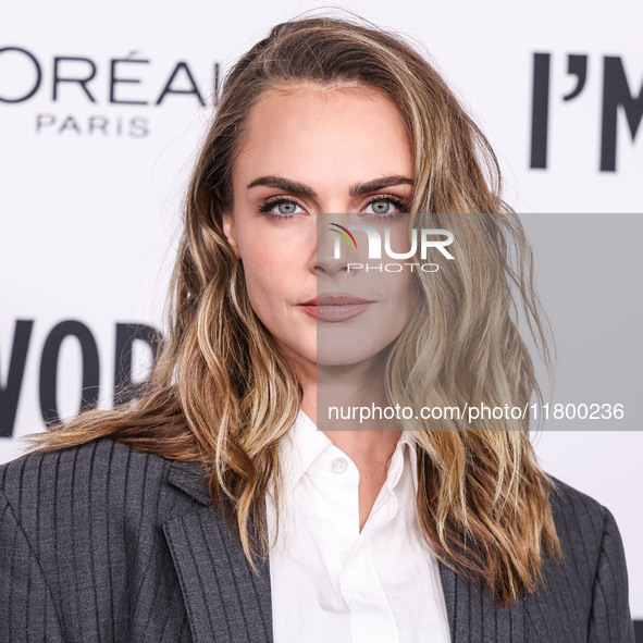 Cara Delevingne arrives at the 19th Annual L'Oreal Paris' Women Of Worth Celebration 2024 held at NeueHouse Hollywood on November 21, 2024 i...