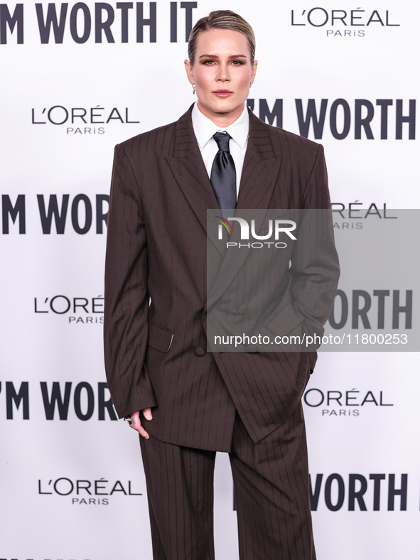 Ashlyn Harris arrives at the 19th Annual L'Oreal Paris' Women Of Worth Celebration 2024 held at NeueHouse Hollywood on November 21, 2024 in...