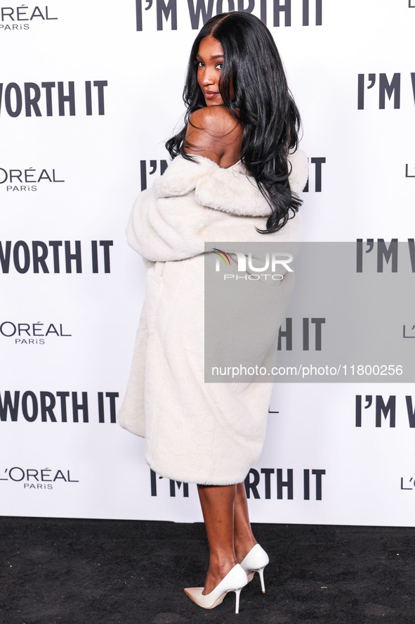 Carlacia Grant arrives at the 19th Annual L'Oreal Paris' Women Of Worth Celebration 2024 held at NeueHouse Hollywood on November 21, 2024 in...