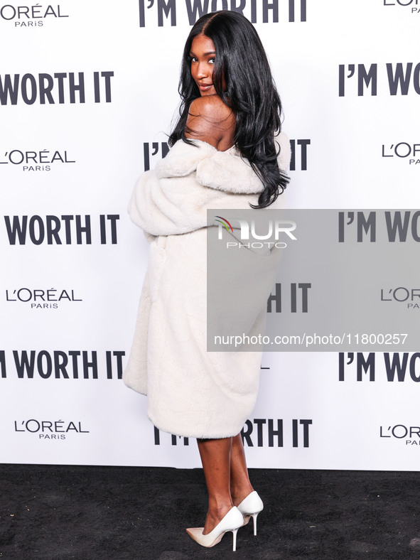 Carlacia Grant arrives at the 19th Annual L'Oreal Paris' Women Of Worth Celebration 2024 held at NeueHouse Hollywood on November 21, 2024 in...