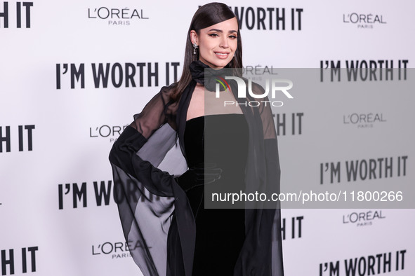 Sofia Carson arrives at the 19th Annual L'Oreal Paris' Women Of Worth Celebration 2024 held at NeueHouse Hollywood on November 21, 2024 in H...