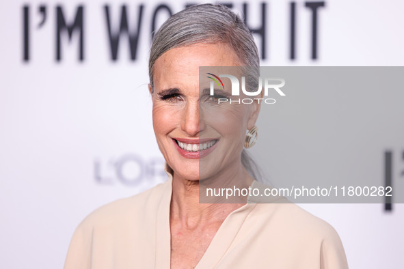 Andie MacDowell arrives at the 19th Annual L'Oreal Paris' Women Of Worth Celebration 2024 held at NeueHouse Hollywood on November 21, 2024 i...