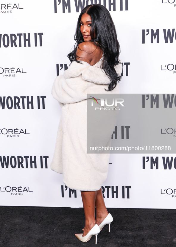 Carlacia Grant arrives at the 19th Annual L'Oreal Paris' Women Of Worth Celebration 2024 held at NeueHouse Hollywood on November 21, 2024 in...