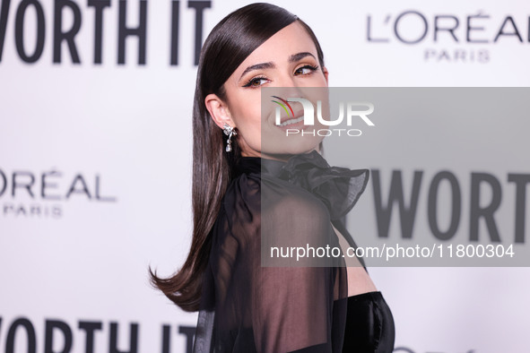 Sofia Carson arrives at the 19th Annual L'Oreal Paris' Women Of Worth Celebration 2024 held at NeueHouse Hollywood on November 21, 2024 in H...