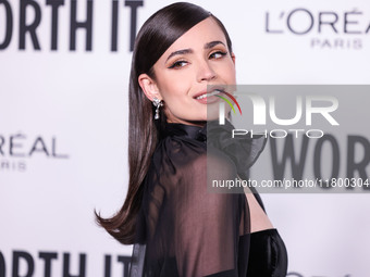 Sofia Carson arrives at the 19th Annual L'Oreal Paris' Women Of Worth Celebration 2024 held at NeueHouse Hollywood on November 21, 2024 in H...