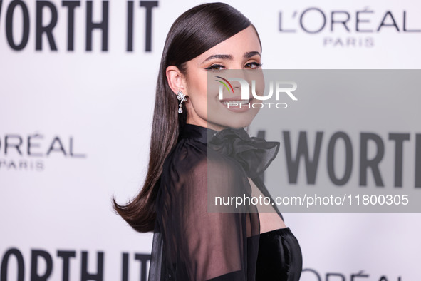 Sofia Carson arrives at the 19th Annual L'Oreal Paris' Women Of Worth Celebration 2024 held at NeueHouse Hollywood on November 21, 2024 in H...