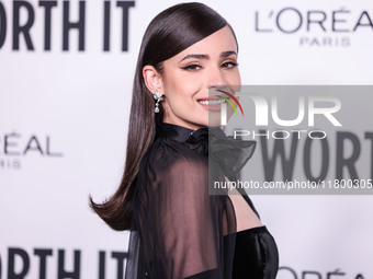 Sofia Carson arrives at the 19th Annual L'Oreal Paris' Women Of Worth Celebration 2024 held at NeueHouse Hollywood on November 21, 2024 in H...