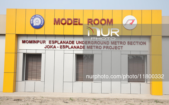 A model building is seen at a metro railway station construction site in Kolkata, India, on November 22, 2024. 