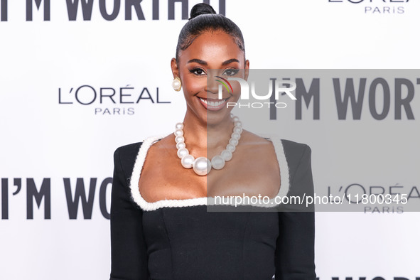 Nafessa Williams arrives at the 19th Annual L'Oreal Paris' Women Of Worth Celebration 2024 held at NeueHouse Hollywood on November 21, 2024...