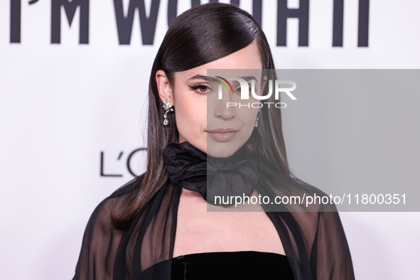 Sofia Carson arrives at the 19th Annual L'Oreal Paris' Women Of Worth Celebration 2024 held at NeueHouse Hollywood on November 21, 2024 in H...