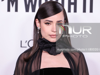 Sofia Carson arrives at the 19th Annual L'Oreal Paris' Women Of Worth Celebration 2024 held at NeueHouse Hollywood on November 21, 2024 in H...