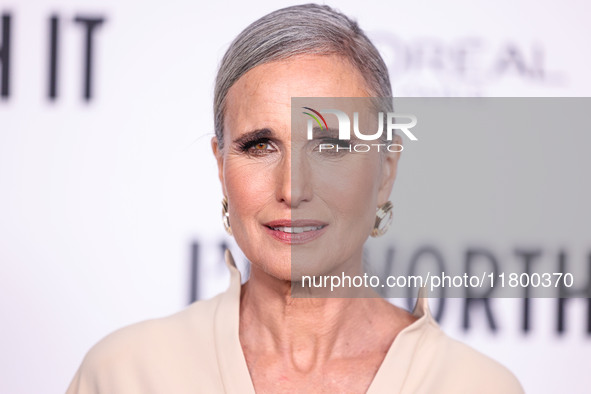 Andie MacDowell arrives at the 19th Annual L'Oreal Paris' Women Of Worth Celebration 2024 held at NeueHouse Hollywood on November 21, 2024 i...