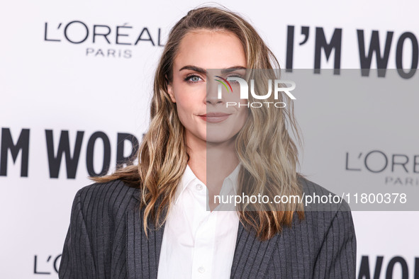 Cara Delevingne arrives at the 19th Annual L'Oreal Paris' Women Of Worth Celebration 2024 held at NeueHouse Hollywood on November 21, 2024 i...