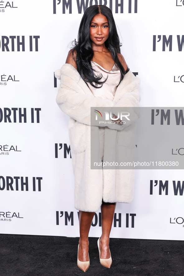 Carlacia Grant arrives at the 19th Annual L'Oreal Paris' Women Of Worth Celebration 2024 held at NeueHouse Hollywood on November 21, 2024 in...