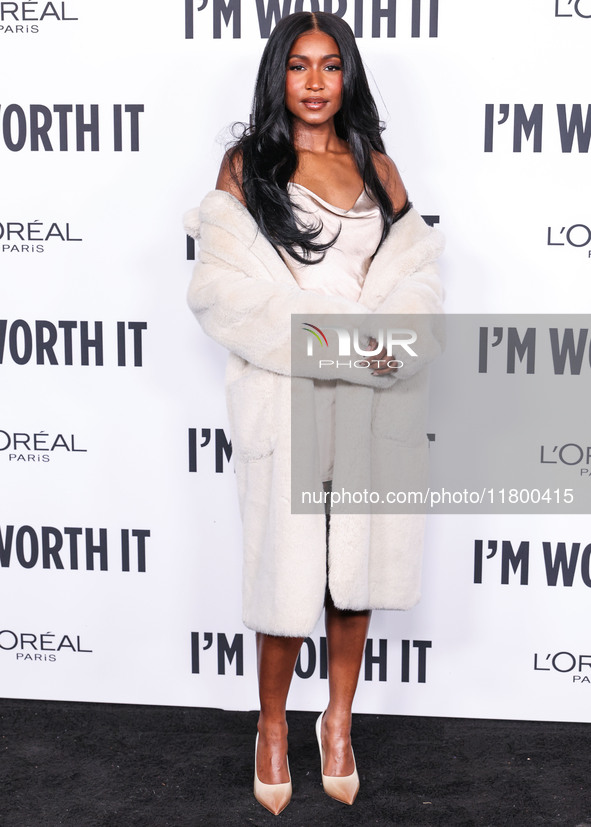 Carlacia Grant arrives at the 19th Annual L'Oreal Paris' Women Of Worth Celebration 2024 held at NeueHouse Hollywood on November 21, 2024 in...