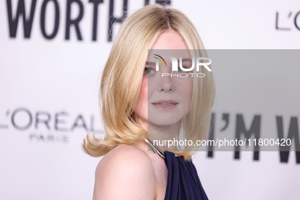 Elle Fanning arrives at the 19th Annual L'Oreal Paris' Women Of Worth Celebration 2024 held at NeueHouse Hollywood on November 21, 2024 in H...