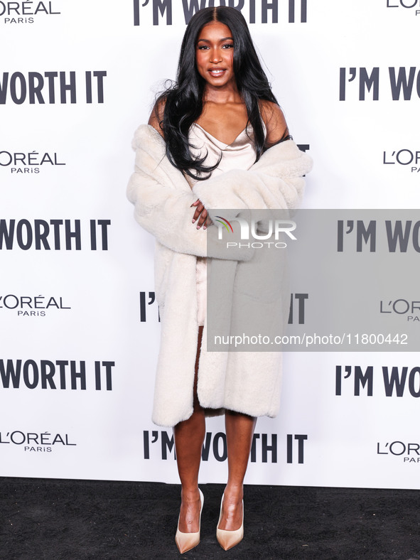 Carlacia Grant arrives at the 19th Annual L'Oreal Paris' Women Of Worth Celebration 2024 held at NeueHouse Hollywood on November 21, 2024 in...