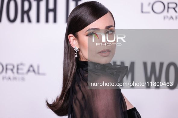 Sofia Carson arrives at the 19th Annual L'Oreal Paris' Women Of Worth Celebration 2024 held at NeueHouse Hollywood on November 21, 2024 in H...