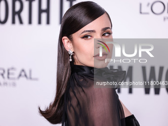 Sofia Carson arrives at the 19th Annual L'Oreal Paris' Women Of Worth Celebration 2024 held at NeueHouse Hollywood on November 21, 2024 in H...