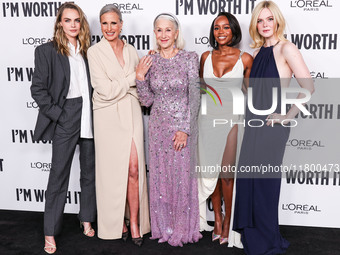 Cara Delevingne, Andie MacDowell, Helen Mirren, Aja Naomi King and Elle Fanning arrive at the 19th Annual L'Oreal Paris' Women Of Worth Cele...