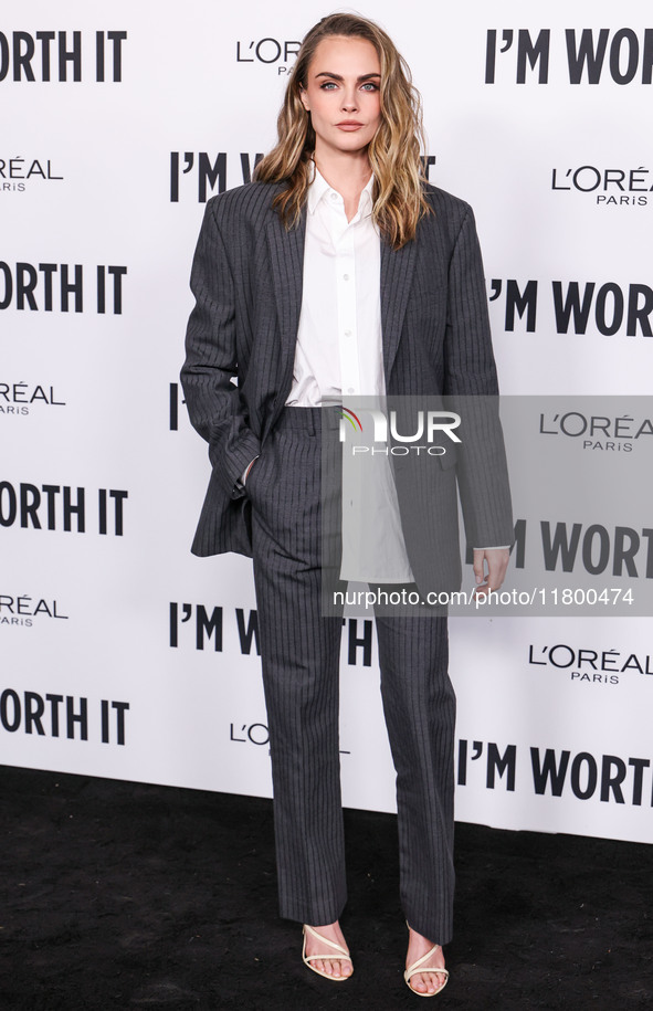 Cara Delevingne arrives at the 19th Annual L'Oreal Paris' Women Of Worth Celebration 2024 held at NeueHouse Hollywood on November 21, 2024 i...