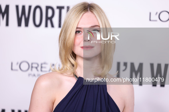 Elle Fanning arrives at the 19th Annual L'Oreal Paris' Women Of Worth Celebration 2024 held at NeueHouse Hollywood on November 21, 2024 in H...