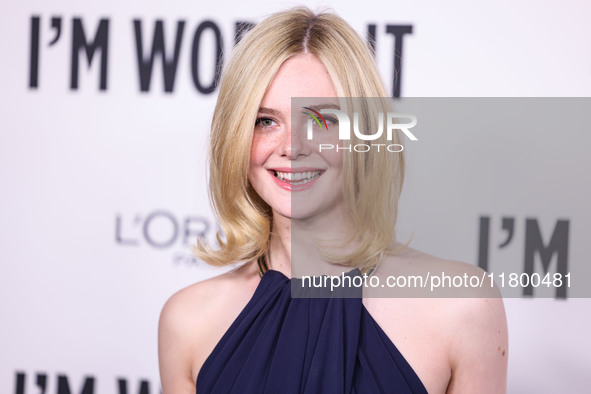 Elle Fanning arrives at the 19th Annual L'Oreal Paris' Women Of Worth Celebration 2024 held at NeueHouse Hollywood on November 21, 2024 in H...