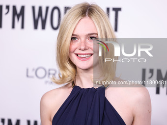 Elle Fanning arrives at the 19th Annual L'Oreal Paris' Women Of Worth Celebration 2024 held at NeueHouse Hollywood on November 21, 2024 in H...