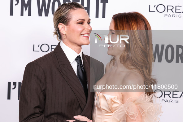 Ashlyn Harris and girlfriend Sophia Bush arrive at the 19th Annual L'Oreal Paris' Women Of Worth Celebration 2024 held at NeueHouse Hollywoo...