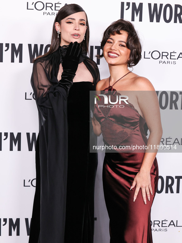 Sofia Carson and Isabela Moner Merced arrive at the 19th Annual L'Oreal Paris' Women Of Worth Celebration 2024 held at NeueHouse Hollywood o...