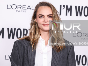 Cara Delevingne arrives at the 19th Annual L'Oreal Paris' Women Of Worth Celebration 2024 held at NeueHouse Hollywood on November 21, 2024 i...