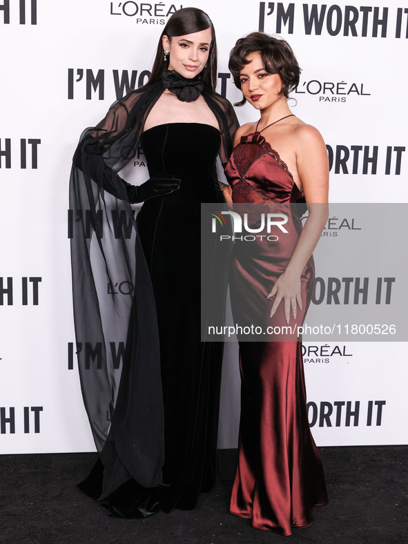 Sofia Carson and Isabela Moner Merced arrive at the 19th Annual L'Oreal Paris' Women Of Worth Celebration 2024 held at NeueHouse Hollywood o...