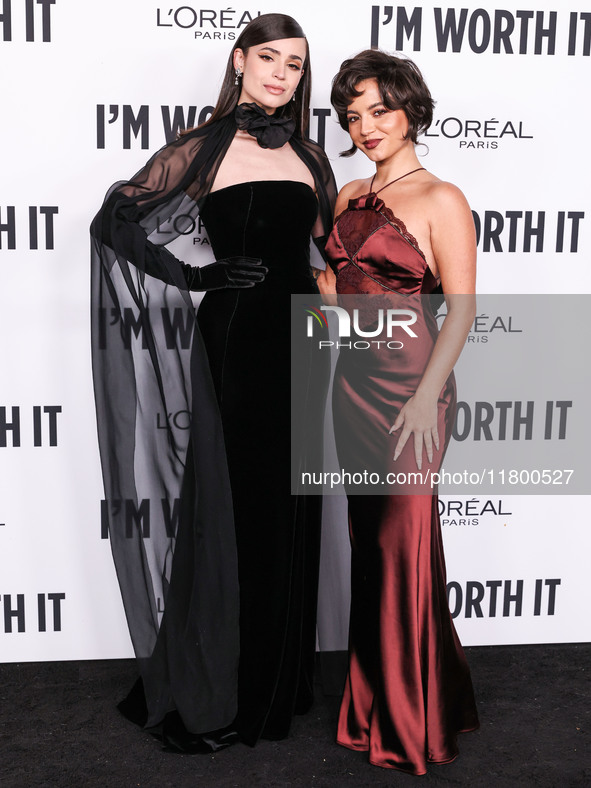 Sofia Carson and Isabela Moner Merced arrive at the 19th Annual L'Oreal Paris' Women Of Worth Celebration 2024 held at NeueHouse Hollywood o...