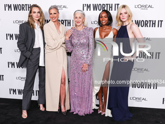 Cara Delevingne, Andie MacDowell, Helen Mirren, Aja Naomi King and Elle Fanning arrive at the 19th Annual L'Oreal Paris' Women Of Worth Cele...