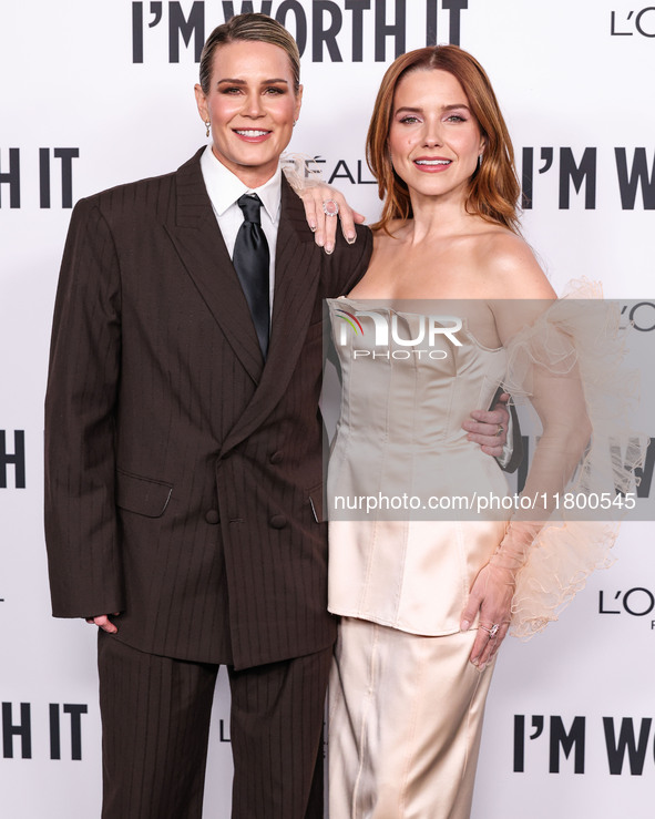 Ashlyn Harris and girlfriend Sophia Bush arrive at the 19th Annual L'Oreal Paris' Women Of Worth Celebration 2024 held at NeueHouse Hollywoo...