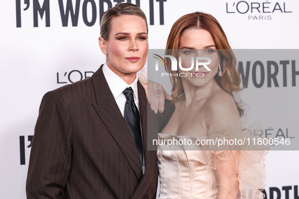 Ashlyn Harris and girlfriend Sophia Bush arrive at the 19th Annual L'Oreal Paris' Women Of Worth Celebration 2024 held at NeueHouse Hollywoo...