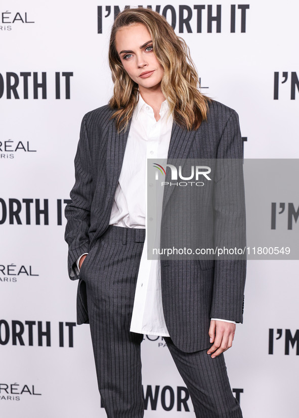 Cara Delevingne arrives at the 19th Annual L'Oreal Paris' Women Of Worth Celebration 2024 held at NeueHouse Hollywood on November 21, 2024 i...