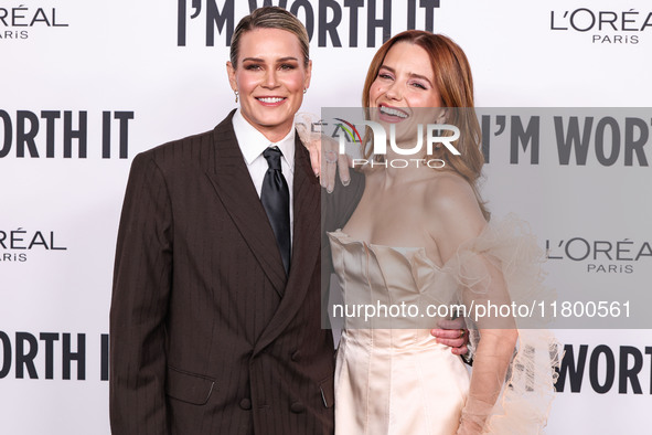 Ashlyn Harris and girlfriend Sophia Bush arrive at the 19th Annual L'Oreal Paris' Women Of Worth Celebration 2024 held at NeueHouse Hollywoo...