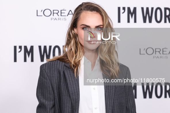 Cara Delevingne arrives at the 19th Annual L'Oreal Paris' Women Of Worth Celebration 2024 held at NeueHouse Hollywood on November 21, 2024 i...