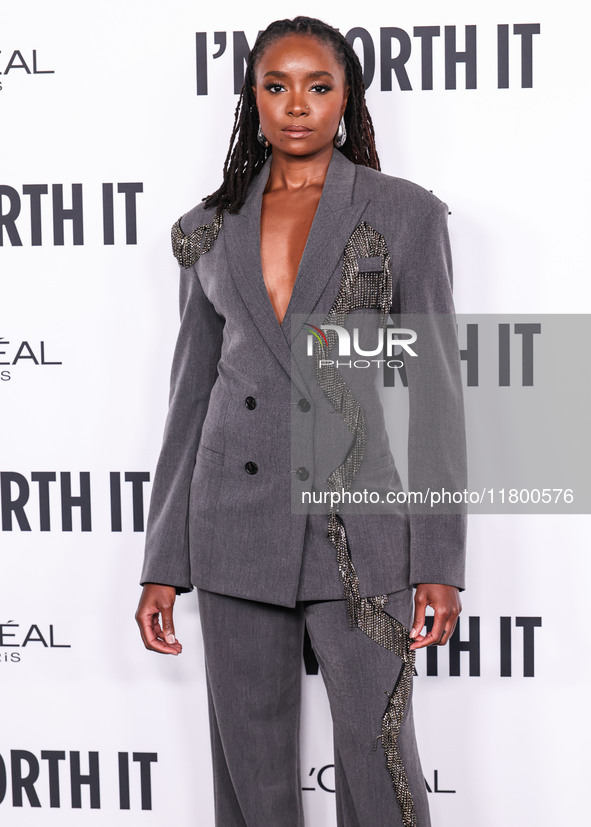 KiKi Layne arrives at the 19th Annual L'Oreal Paris' Women Of Worth Celebration 2024 held at NeueHouse Hollywood on November 21, 2024 in Hol...