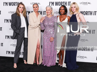 Cara Delevingne, Andie MacDowell, Helen Mirren, Aja Naomi King and Elle Fanning arrive at the 19th Annual L'Oreal Paris' Women Of Worth Cele...