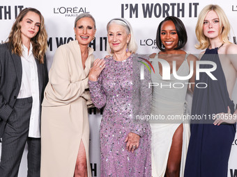 Cara Delevingne, Andie MacDowell, Helen Mirren, Aja Naomi King and Elle Fanning arrive at the 19th Annual L'Oreal Paris' Women Of Worth Cele...