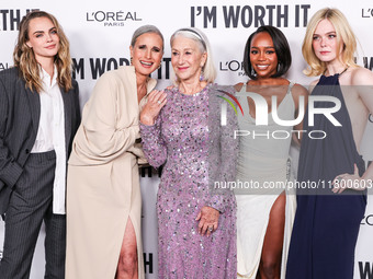 Cara Delevingne, Andie MacDowell, Helen Mirren, Aja Naomi King and Elle Fanning arrive at the 19th Annual L'Oreal Paris' Women Of Worth Cele...