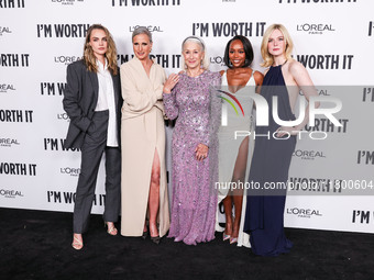 Cara Delevingne, Andie MacDowell, Helen Mirren, Aja Naomi King and Elle Fanning arrive at the 19th Annual L'Oreal Paris' Women Of Worth Cele...