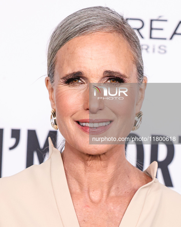 Andie MacDowell arrives at the 19th Annual L'Oreal Paris' Women Of Worth Celebration 2024 held at NeueHouse Hollywood on November 21, 2024 i...