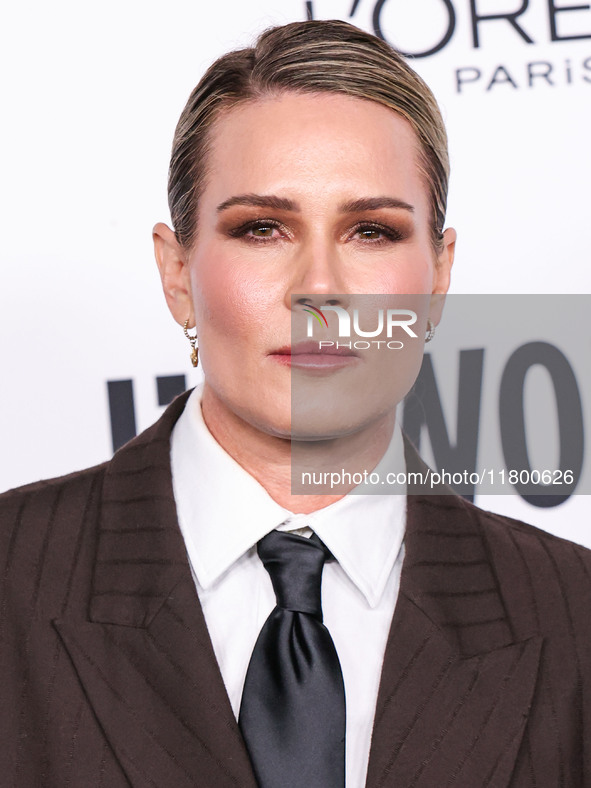 Ashlyn Harris arrives at the 19th Annual L'Oreal Paris' Women Of Worth Celebration 2024 held at NeueHouse Hollywood on November 21, 2024 in...