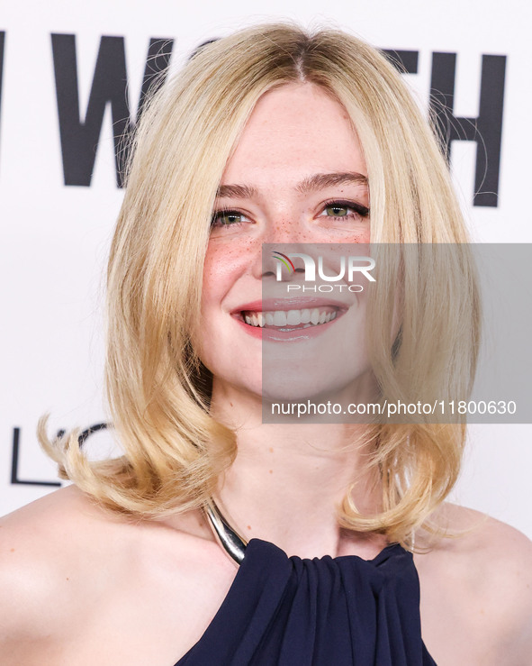 Elle Fanning arrives at the 19th Annual L'Oreal Paris' Women Of Worth Celebration 2024 held at NeueHouse Hollywood on November 21, 2024 in H...