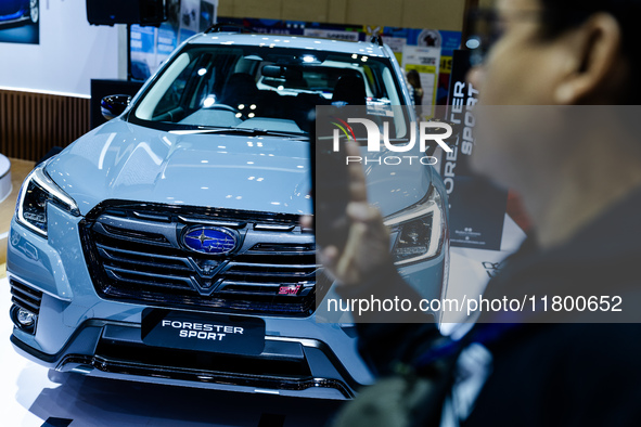 Subaru Forester Sport is displayed during The Gaikindo Jakarta Auto Week in Tangerang, Indonesia, on November 22, 2024. The show, the nation...